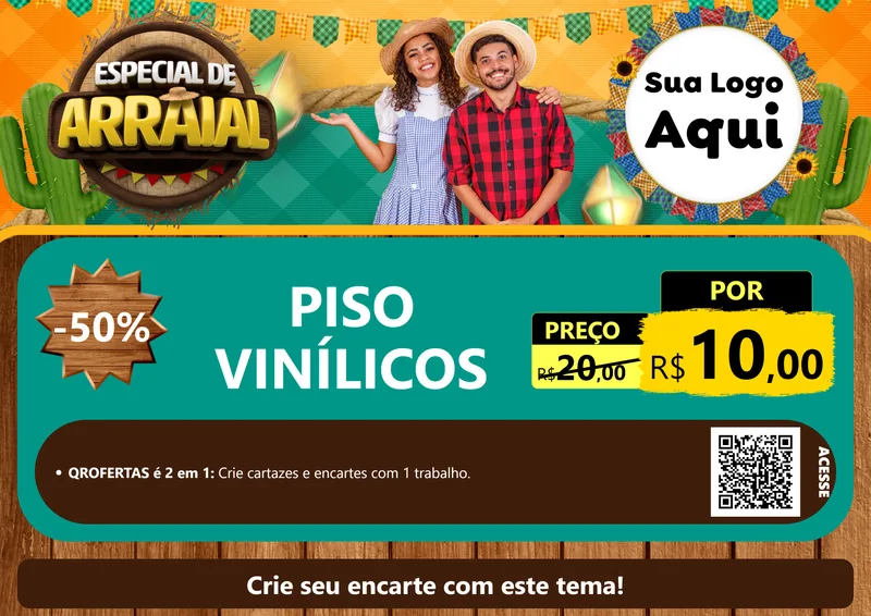 Modelo de Cartaz para Cartaz A4 Horizontal com o tema Especial De Arraial para Material para Construção