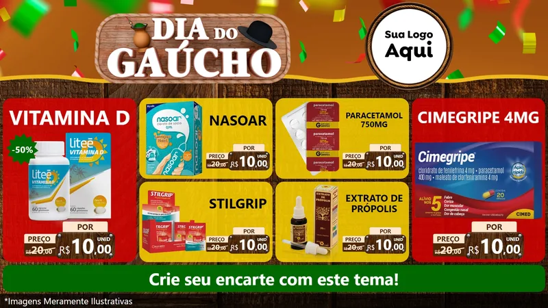 Modelo de TV para TV Horizontal com o tema Dia do Gaúcho para Farmácia