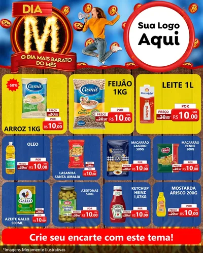 Modelo de Rede Social para Feed Instagram com o tema Dia M - O Dia Mais Barato Do Mês para Supermercado
