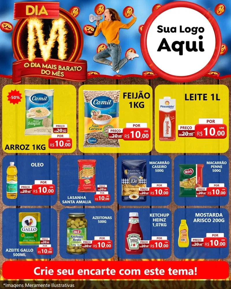 Modelo de Rede Social para Feed Instagram com o tema Dia M - O Dia Mais Barato Do Mês para Supermercado