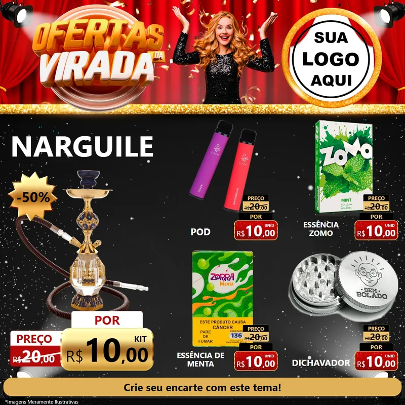 Modelo de Rede Social para Feed Facebook com o tema Ofertas da Virada para Tabacaria