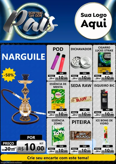 Modelo de Encarte para Encarte A4 Vertical com o tema Sorteio Dia Dos Pais para Tabacaria
