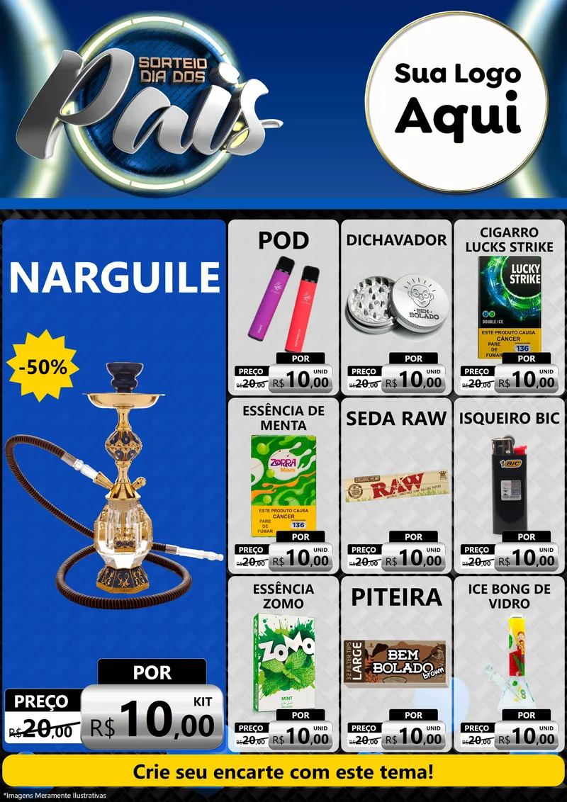 Modelo de Encarte para Encarte A4 Vertical com o tema Sorteio Dia Dos Pais para Tabacaria