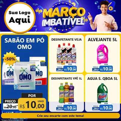 Modelo de Rede Social para Feed Facebook com o tema Março Imbatível para Produtos de Limpeza