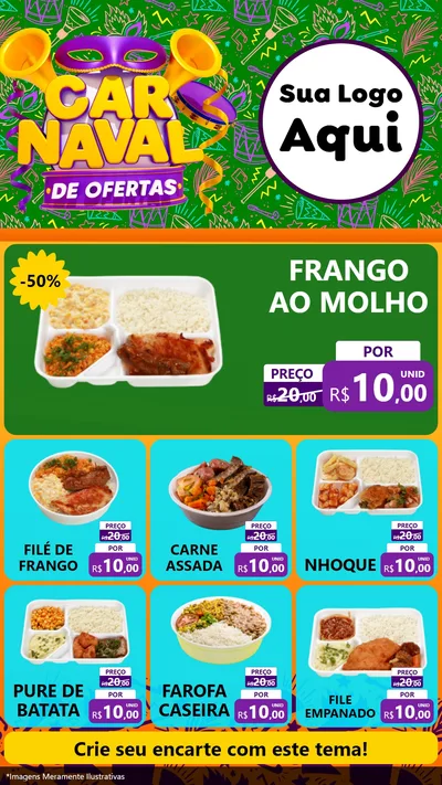 Modelo de Rede Social para Stories com o tema Carnaval de Ofertas para Restaurante