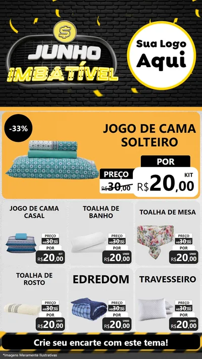 Modelo de Rede Social para Stories com o tema Junho Imbatível para Cama, Mesa e Banho