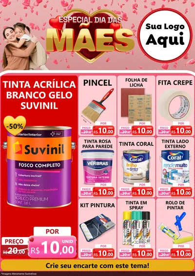 Modelo de Encarte para Encarte A4 Vertical com o tema Especial Dia Das Mães para Tintas e Ferramentas