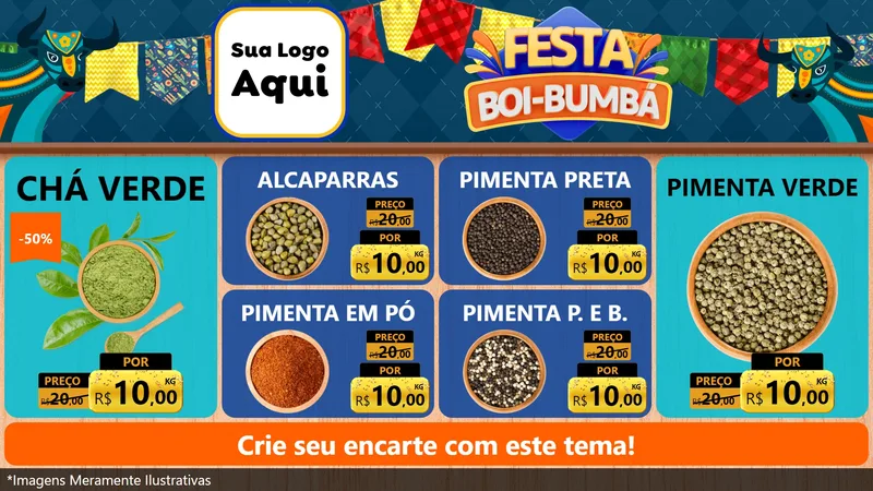 Modelo de TV para TV Horizontal com o tema Festa Boi Bumbá para Produtos Naturais