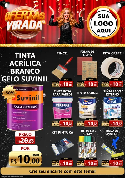 Modelo de Encarte para Encarte A4 Vertical com o tema Ofertas da Virada para Tintas e Ferramentas