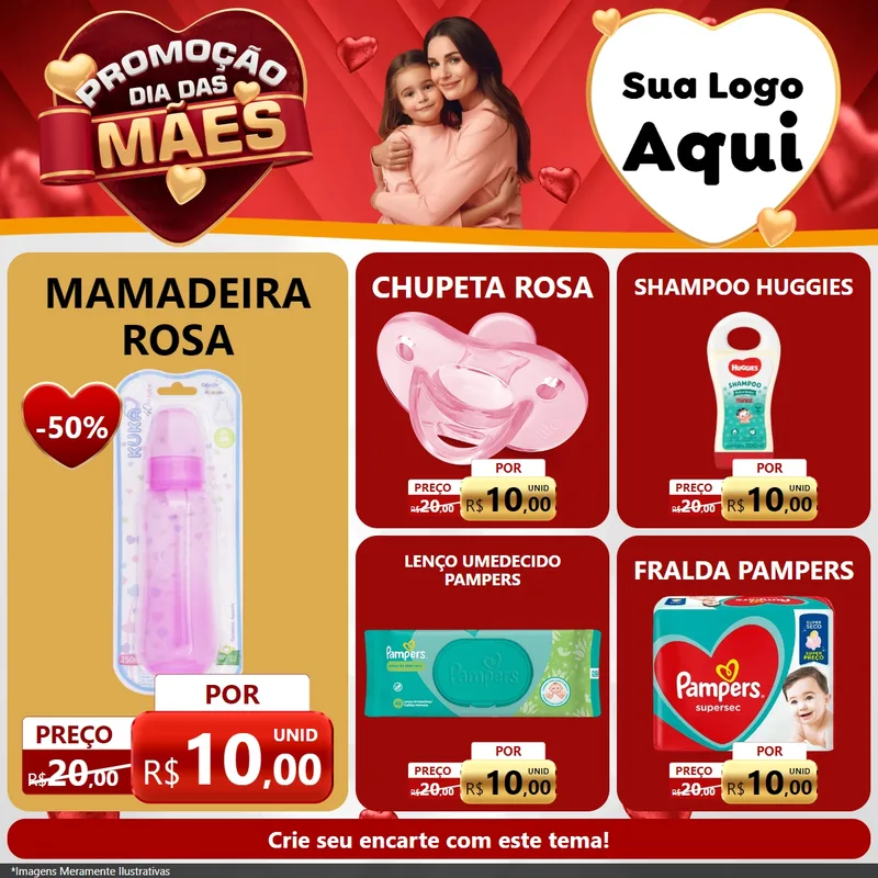 Modelo de Rede Social para Feed Facebook com o tema Promoção Dia das Mães para Bebês