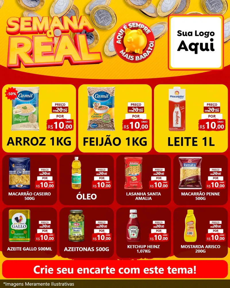 Modelo de Rede Social para Feed Instagram com o tema Semana do Real para Supermercado