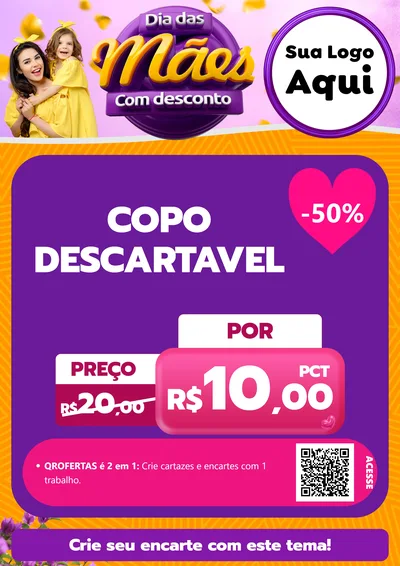 Modelo de Cartaz para Cartaz A4 Vertical com o tema Dia das Mães com Desconto para Embalagens