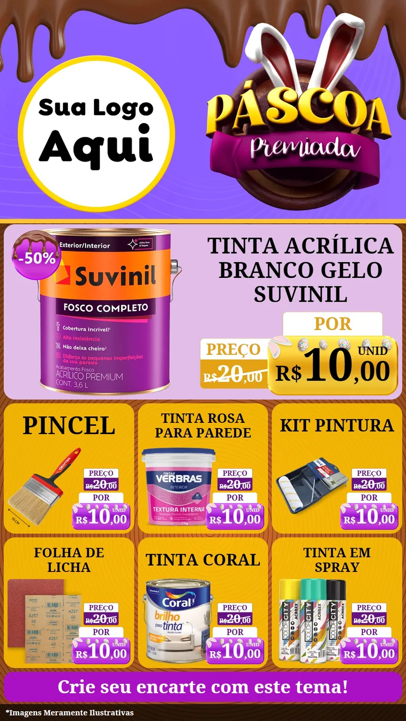 Modelo de Rede Social para Stories com o tema Páscoa Premiada para Tintas e Ferramentas