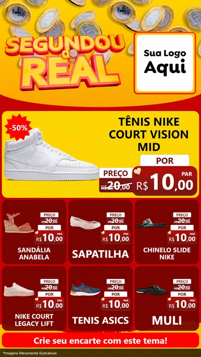 Modelo de Rede Social para Stories com o tema Segundou do Real para Calçados