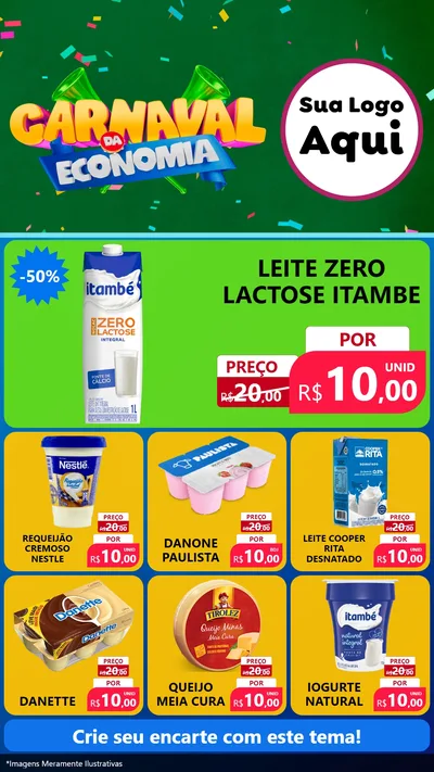 Modelo de Rede Social para Stories com o tema Carnaval da Economia para Frios e Laticínios