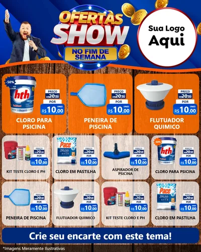 Modelo de Rede Social para Feed Instagram com o tema Ofertas Show No Fim De Semana para Produtos para Piscina