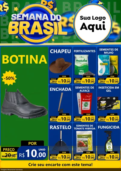 Modelo de Encarte para Encarte A4 Vertical com o tema Semana Do Brasil para Agropecuária