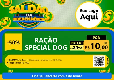 Modelo de Cartaz para Cartaz A4 Horizontal com o tema Saldão da Indepêndencia para Pet Shop