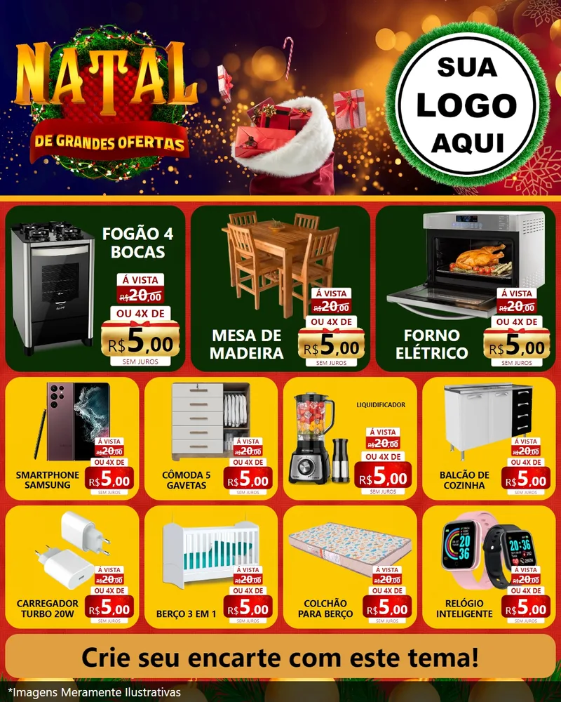 Modelo de Rede Social para Feed Instagram com o tema Natal de Grandes Ofertas para Móveis e Eletro