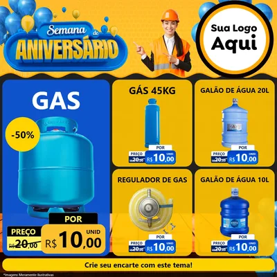 Modelo de Rede Social para Feed Facebook com o tema Semana de Aniversário para Água e gás