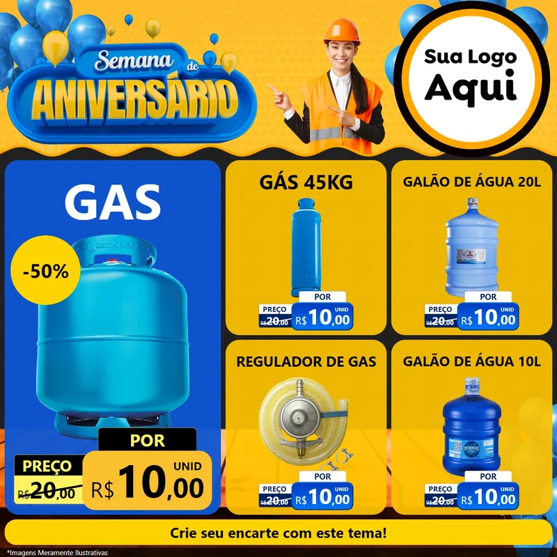 Modelo de Rede Social para Feed Facebook com o tema Semana de Aniversário para Água e gás