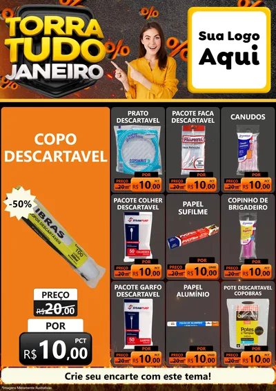 Modelo de Encarte para Encarte A4 Vertical com o tema Torra Tudo Janeiro para Embalagens