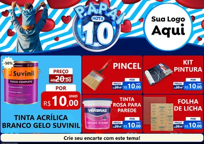 Modelo de Encarte para Encarte A4 Horizontal com o tema Papai Nota 10 para Tintas e Ferramentas