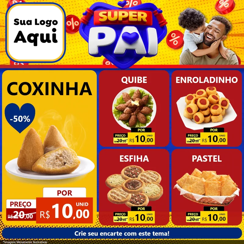 Modelo de Rede Social para Feed Facebook com o tema Super Pai para Salgadaria