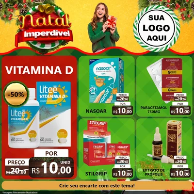 Modelo de Rede Social para Feed Facebook com o tema Natal Imperdível para Farmácia