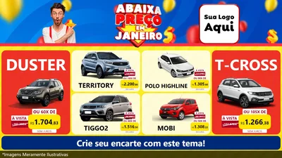 Modelo de TV para TV Horizontal com o tema Abaixa Preço em Janeiro para Concessionaria de Carros