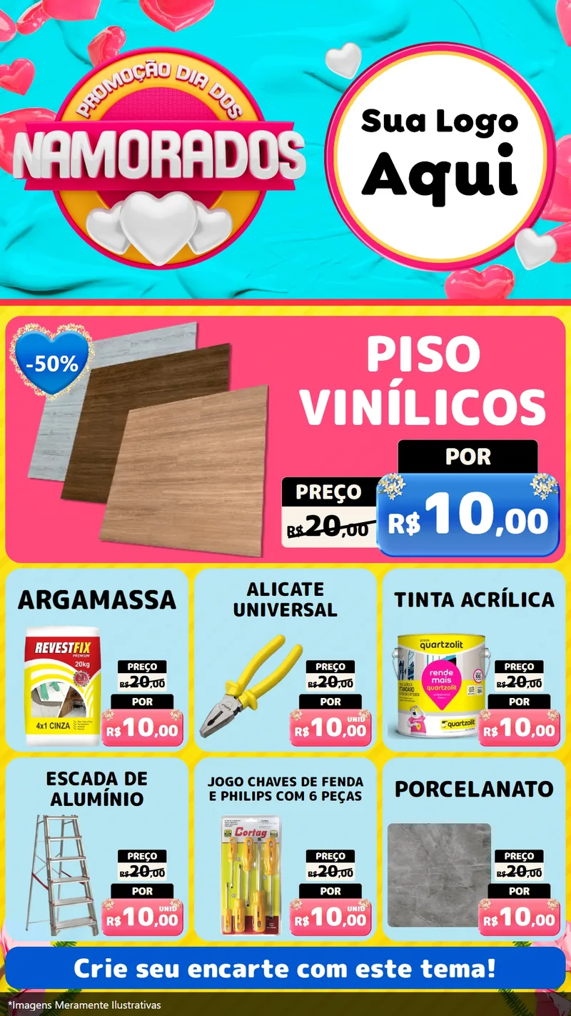Modelo de Rede Social para Stories com o tema Promoção Dia dos Namorados para Material para Construção