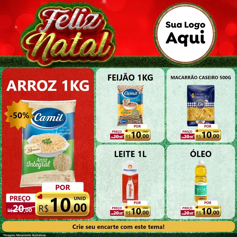 Modelo de Rede Social para Feed Facebook com o tema Feliz Natal para Supermercado