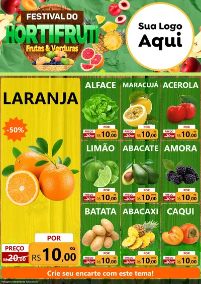 Modelo de Encarte para Encarte A4 Vertical com o tema Festival do Hortifruti para Hortifrúti