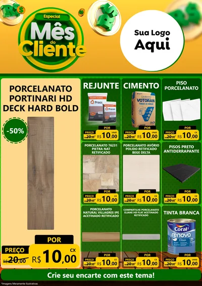 Modelo de Encarte para Encarte A4 Vertical com o tema Especial Mês do Cliente para Pisos e revestimentos