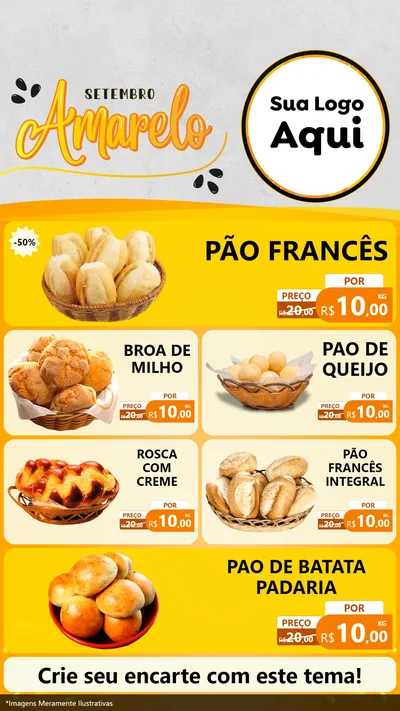 Modelo de TV para TV Vertical com o tema Setembro Amarelo para Padaria