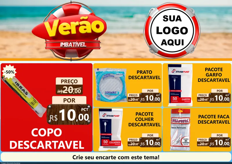 Modelo de Encarte para Encarte A4 Horizontal com o tema Verão Imbatível para Embalagens