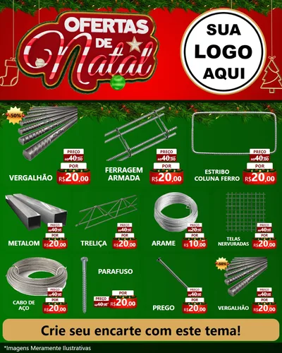 Modelo de Rede Social para Feed Instagram com o tema Ofertas de Natal para Ferragens