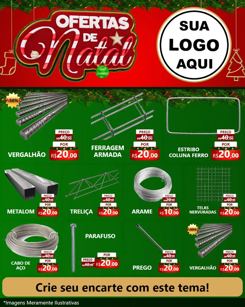 Modelo de Rede Social para Feed Instagram com o tema Ofertas de Natal para Ferragens
