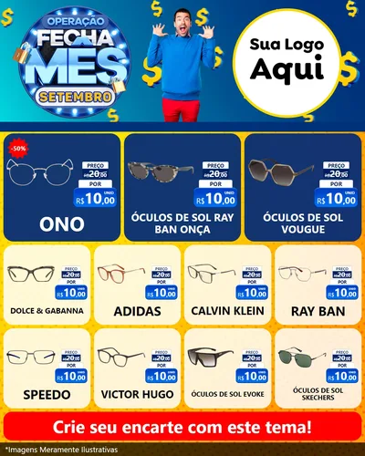 Modelo de Rede Social para Feed Instagram com o tema Operação Fecha Mês Setembro para Óticas