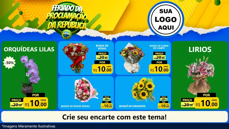 Modelo de TV para TV Horizontal com o tema Feriado da Proclamação da República para Floricultura e jardim
