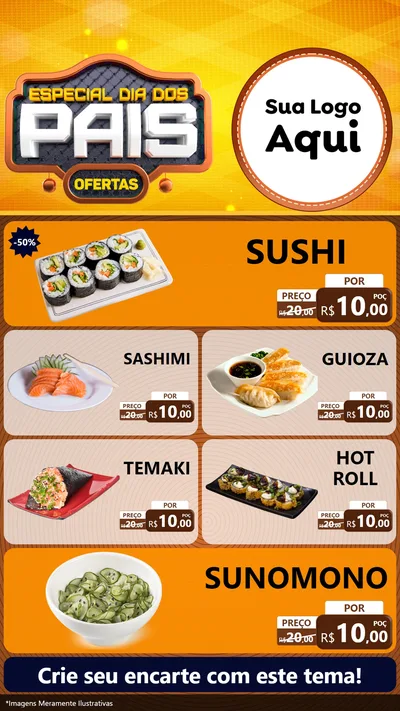 Modelo de TV para TV Vertical com o tema Especial Dia dos Pais para Comida japonesa