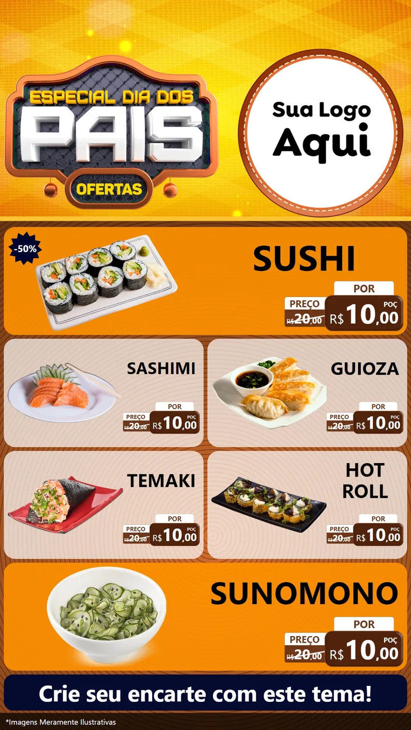 Modelo de TV para TV Vertical com o tema Especial Dia dos Pais para Comida japonesa