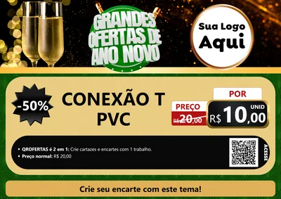 Modelo de Cartaz para Cartaz A4 Horizontal com o tema Grandes Ofertas de Ano Novo para Tubos e conexões