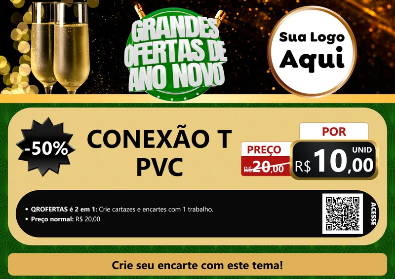 Modelo de Cartaz para Cartaz A4 Horizontal com o tema Grandes Ofertas de Ano Novo para Tubos e conexões