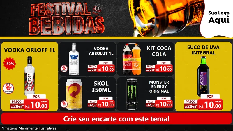 Modelo de TV para TV Horizontal com o tema Festival de Bebidas para Distribuidora de bebidas