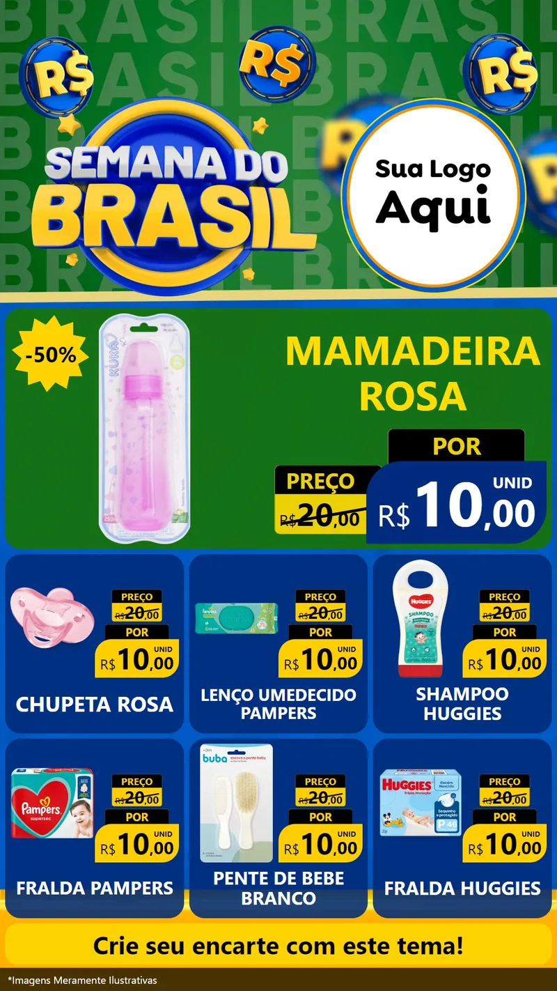 Modelo de Rede Social para Stories com o tema Semana Do Brasil para Bebês