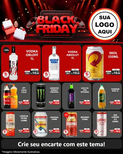 Modelo de Rede Social para Feed Instagram com o tema Black Friday para Distribuidora de bebidas