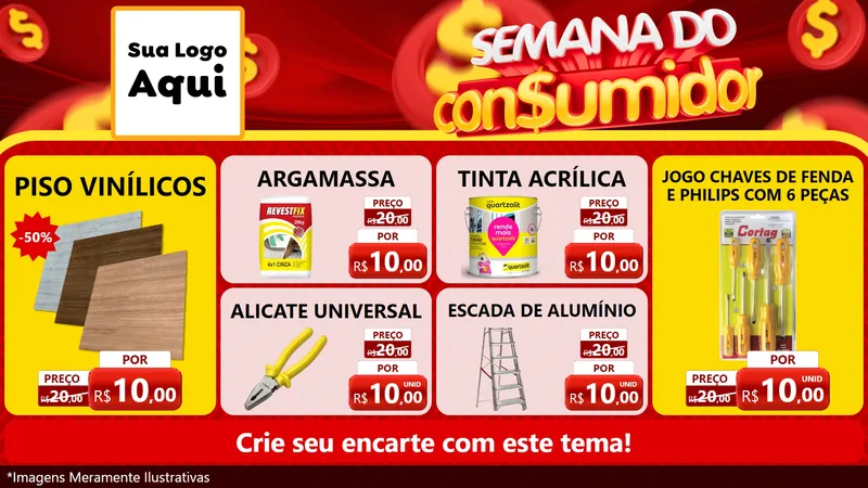 Modelo de TV para TV Horizontal com o tema Semana do Consumidor para Material para Construção