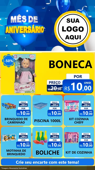 Modelo de Rede Social para Stories com o tema Mês de Aniversário para Brinquedos