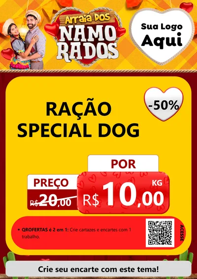 Modelo de Cartaz para Cartaz A4 Vertical com o tema Arraiá dos Namorados para Pet Shop